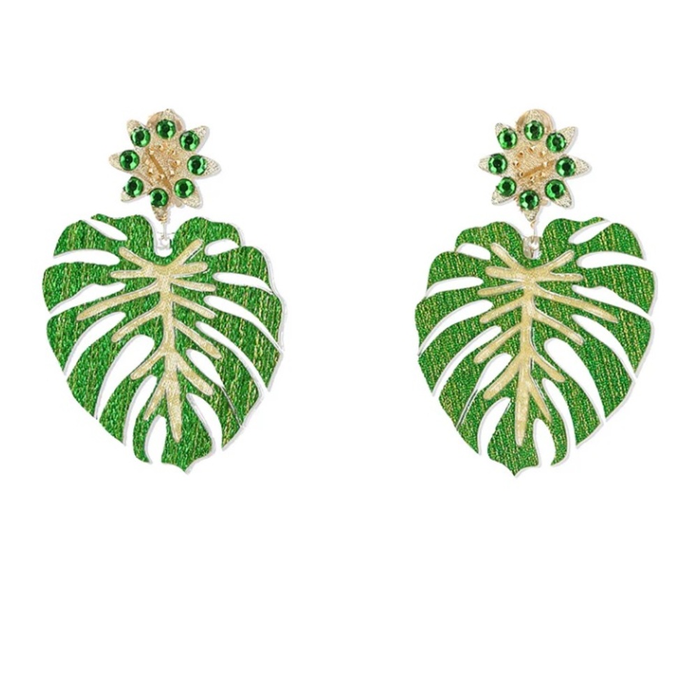 Mercedes Salazar ‘Selva’ Green Leaf Earrings